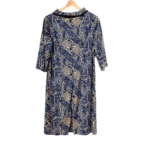 Floral Print 3/4 Sleeve Round Neck Midi A-Line Dress - Picture 4 of 12